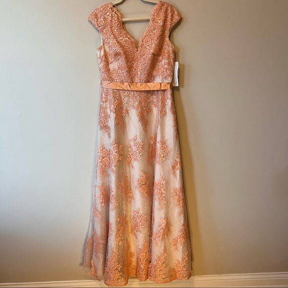 NWT Aidan Mattox Peach Alina Dress BHLDN Size 12 - Picture 3 of 9